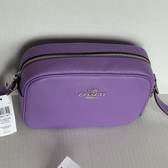 NWT Coach Jamie Refined Pebble Leather Camera Bag CR110 in Silver/Iris - Picture 15 of 16